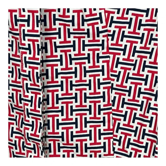 Tommy Hilfiger Y2K Red Blue TH‎ Logo Print Button Down Shirt Women Size Medium - Picture 3 of 10